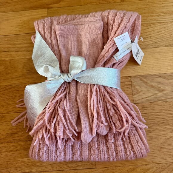 NWT New York & Company Dusty Pink Winter Scarf and Glove Set - Picture 1 of 10